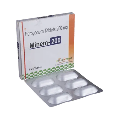 minem 200 tablet Allopathy (Faropenem (200mg)) - Uses in Hindi, Side Effects, Substitutes & Price in India