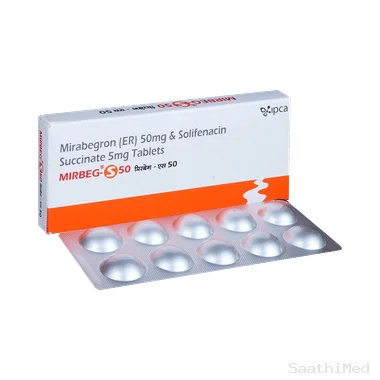 mirbeg-s 50 combo pack Allopathy (Mirabegron (50mg)) - Uses in Hindi, Side Effects, Substitutes & Price in India