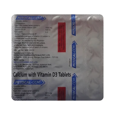 mitocal -ccm tablet Allopathy (Calcium Citrate Malate (1000mg)) - Uses in Hindi, Side Effects, Substitutes & Price in India