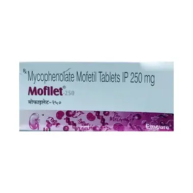 mofilet 250 tablet Allopathy (Mycophenolate mofetil (250mg)) - Uses in Hindi, Side Effects, Substitutes & Price in India