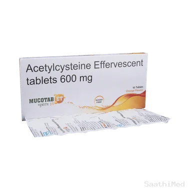 mucotab et tablet orange sugar free Allopathy (Acetylcysteine (600mg)) - Uses in Hindi, Side Effects, Substitutes & Price in India