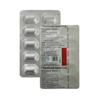 muscoact 4mg capsule Allopathy (Thiocolchicoside (4mg)) - Uses in Hindi, Side Effects, Substitutes & Price in India