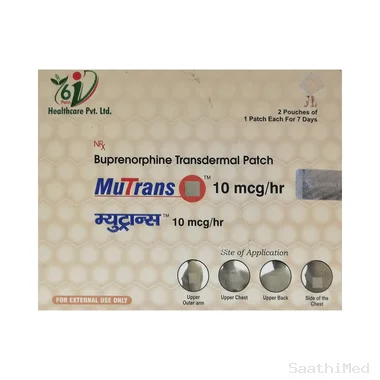 mutrans 10mcg/hr transdermal patch Allopathy (Buprenorphine (10mg)) - Uses in Hindi, Side Effects, Substitutes & Price in India