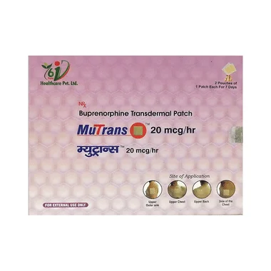 mutrans 20mcg/hr transdermal patch Allopathy (Buprenorphine (20mg)) - Uses in Hindi, Side Effects, Substitutes & Price in India