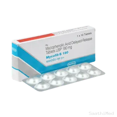mycofit-s 180mg tablet dr Allopathy (Mycophenolate sodium (180mg)) - Uses in Hindi, Side Effects, Substitutes & Price in India