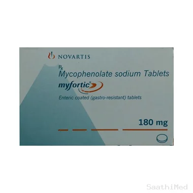 myfortic 180mg tablet Allopathy (Mycophenolate sodium (180mg)) - Uses in Hindi, Side Effects, Substitutes & Price in India