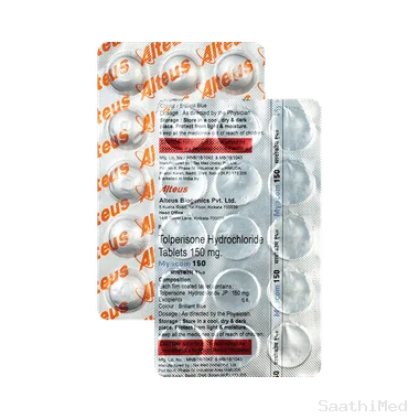 myocom 150 tablet Allopathy (Tolperisone (150mg)) - Uses in Hindi, Side Effects, Substitutes & Price in India