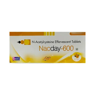 nacday 600 effervescent tablet delicious orange sugar free Allopathy (Acetylcysteine (600mg)) - Uses in Hindi, Side Effects, Substitutes & Price in India