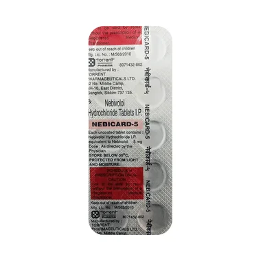 nebicard 5 tablet Allopathy (Nebivolol (5mg)) - Uses in Hindi, Side Effects, Substitutes & Price in India