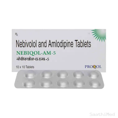 Nebiqol AM 5mg/5mg Tablet Allopathy (Nebivolol (5mg)) - Uses in Hindi, Side Effects, Substitutes & Price in India
