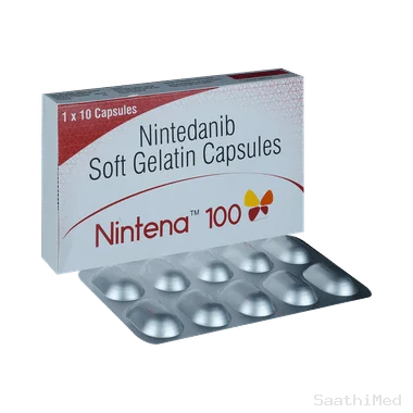 nintena 100mg soft gelatin capsule Allopathy (Nintedanib (100mg)) - Uses in Hindi, Side Effects, Substitutes & Price in India