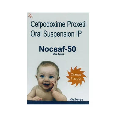 nocsaf 50 dry syrup orange Allopathy (Cefpodoxime Proxetil (50mg/5ml)) - Uses in Hindi, Side Effects, Substitutes & Price in India