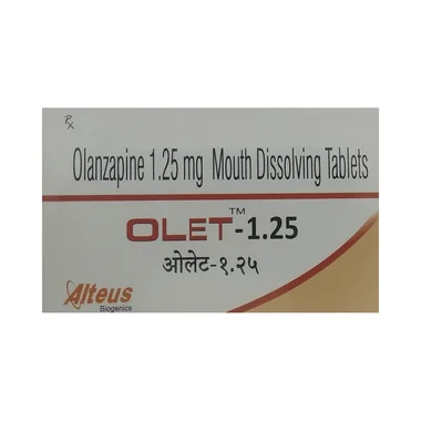 olet 1.25 tablet md Allopathy (Olanzapine (1.25mg)) - Uses in Hindi, Side Effects, Substitutes & Price in India