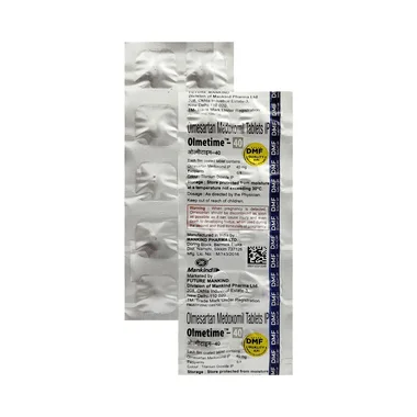 olmetime 40 tablet Allopathy (Olmesartan Medoxomil (40mg)) - Uses in Hindi, Side Effects, Substitutes & Price in India