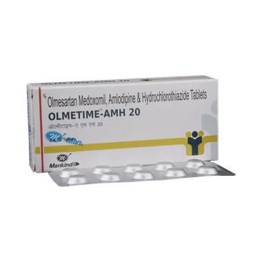 olmetime-amh 20 tablet Allopathy (Olmesartan Medoxomil (20mg)) - Uses in Hindi, Side Effects, Substitutes & Price in India