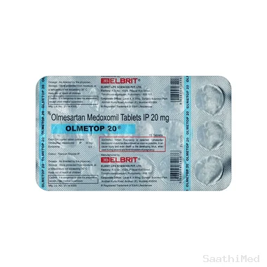 olmetop 20 tablet Allopathy (Olmesartan Medoxomil (20mg)) - Uses in Hindi, Side Effects, Substitutes & Price in India
