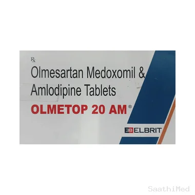 olmetop am 20mg/5mg tablet Allopathy (Olmesartan Medoxomil (20mg)) - Uses in Hindi, Side Effects, Substitutes & Price in India