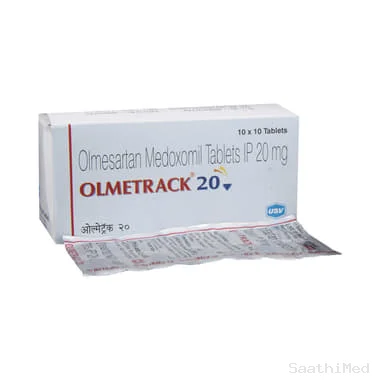 olmetrack 20 tablet Allopathy (Olmesartan Medoxomil (20mg)) - Uses in Hindi, Side Effects, Substitutes & Price in India