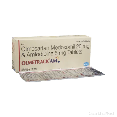 olmetrack am tablet Allopathy (Olmesartan Medoxomil (20mg)) - Uses in Hindi, Side Effects, Substitutes & Price in India