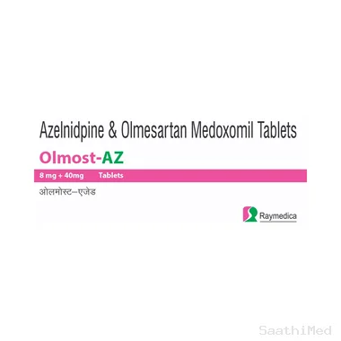 olmost-az 40mg/8mg tablet Allopathy (Olmesartan Medoxomil (40mg)) - Uses in Hindi, Side Effects, Substitutes & Price in India