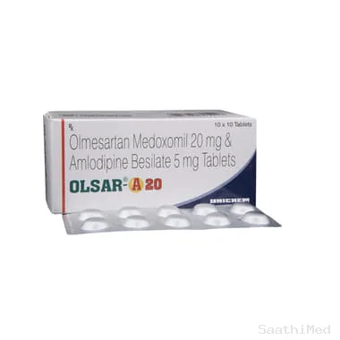 olsar-a 20 tablet Allopathy (Olmesartan Medoxomil (20mg)) - Uses in Hindi, Side Effects, Substitutes & Price in India