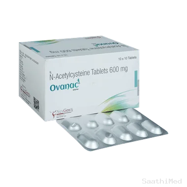 ovanac  tablet Allopathy (Acetylcysteine (600mg)) - Uses in Hindi, Side Effects, Substitutes & Price in India