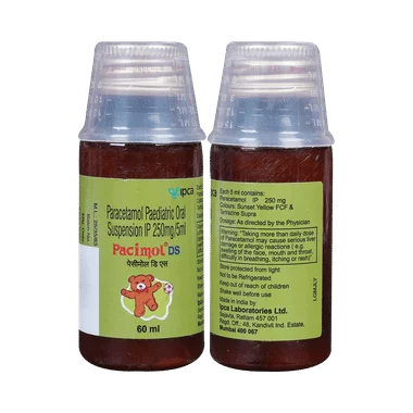 pacimol ds oral suspension Allopathy (Paracetamol (250mg/5ml)) - Uses in Hindi, Side Effects, Substitutes & Price in India