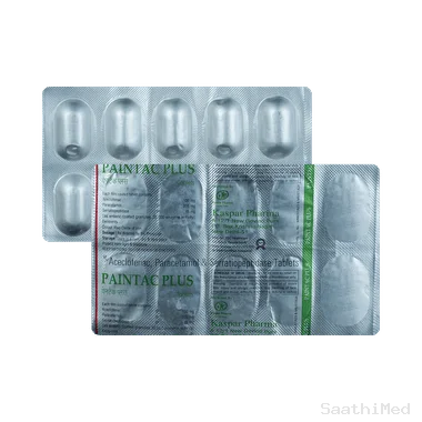 paintac plus 100mg/325mg/15mg tablet Allopathy (Aceclofenac (100mg)) - Uses in Hindi, Side Effects, Substitutes & Price in India