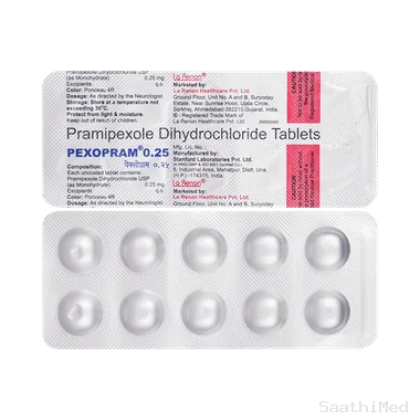 pexopram 0.25mg tablet Allopathy (Pramipexole (0.25mg)) - Uses in Hindi, Side Effects, Substitutes & Price in India
