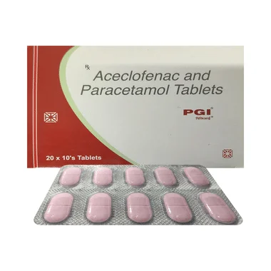 pgi 100mg/325mg tablet Allopathy (Aceclofenac (100mg)) - Uses in Hindi, Side Effects, Substitutes & Price in India
