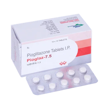 pioglaz 7.5mg tablet Allopathy (Pioglitazone (7.5mg)) - Uses in Hindi, Side Effects, Substitutes & Price in India