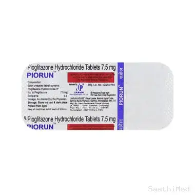 piorun 7.5mg tablet Allopathy (Pioglitazone (7.5mg)) - Uses in Hindi, Side Effects, Substitutes & Price in India