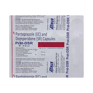 prat-dsr capsule Allopathy (Domperidone (30mg)) - Uses in Hindi, Side Effects, Substitutes & Price in India