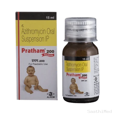 pratham 200 rediuse oral suspension Allopathy (Azithromycin (200mg/5ml)) - Uses in Hindi, Side Effects, Substitutes & Price in India