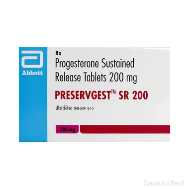 preservgest sr 200 tablet Allopathy (Progesterone (Natural Micronized) (200mg)) - Uses in Hindi, Side Effects, Substitutes & Price in India