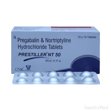 prestiller nt 50mg/10mg tablet Allopathy (Pregabalin (50mg)) - Uses in Hindi, Side Effects, Substitutes & Price in India