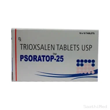 psoratop 25mg tablet Allopathy (Trioxasalen (25mg)) - Uses in Hindi, Side Effects, Substitutes & Price in India