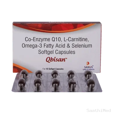 qbisan soft gelatin capsule Allopathy (Coenzyme Q10 (100mg)) - Uses in Hindi, Side Effects, Substitutes & Price in India