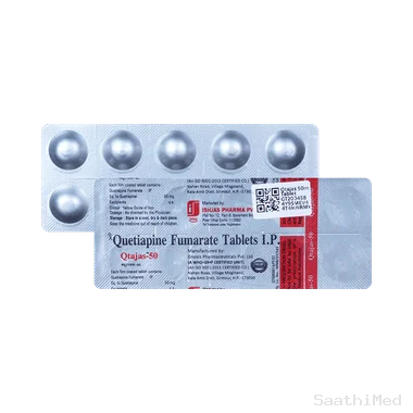 qtajas 50mg tablet Allopathy (Quetiapine (50mg)) - Uses in Hindi, Side Effects, Substitutes & Price in India