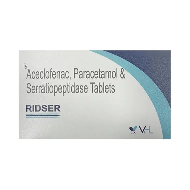 ridser tablet Allopathy (Aceclofenac (100mg)) - Uses in Hindi, Side Effects, Substitutes & Price in India