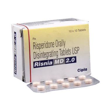 risnia md 2 tablet Allopathy (Risperidone (2mg)) - Uses in Hindi, Side Effects, Substitutes & Price in India