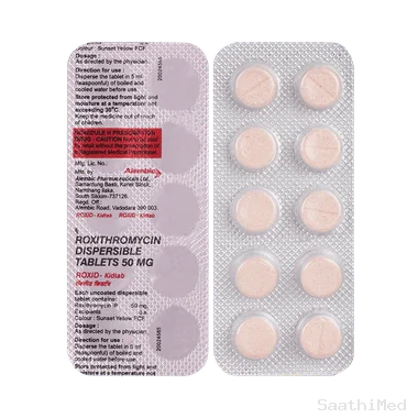 roxid kid 50mg tablet Allopathy (Roxithromycin (50mg)) - Uses in Hindi, Side Effects, Substitutes & Price in India
