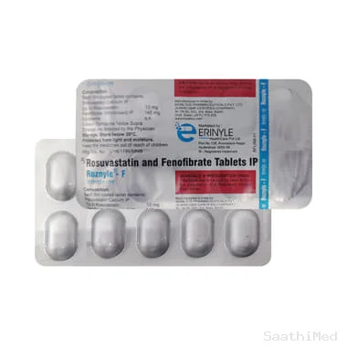 roznyle f 145mg/10mg tablet Allopathy (Fenofibrate (145mg)) - Uses in Hindi, Side Effects, Substitutes & Price in India