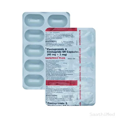 safepraz plus capsule sr Allopathy (Cinitapride (3mg)) - Uses in Hindi, Side Effects, Substitutes & Price in India