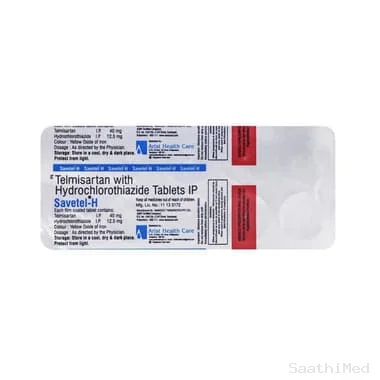 savetel-h tablet Allopathy (Telmisartan (40mg)) - Uses in Hindi, Side Effects, Substitutes & Price in India
