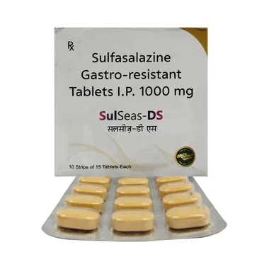 sulseas ds tablet Allopathy (Sulfasalazine (1000mg)) - Uses in Hindi, Side Effects, Substitutes & Price in India