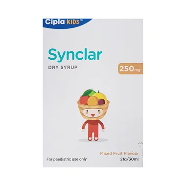 synclar 250mg dry syrup mixed fruit Allopathy (Clarithromycin (250mg)) - Uses in Hindi, Side Effects, Substitutes & Price in India