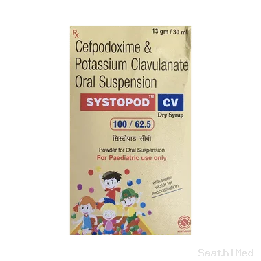 systopod cv dry syrup - Cefpodoxime Proxetil (100mg) + Clavulanic Acid (62.5mg) medicine