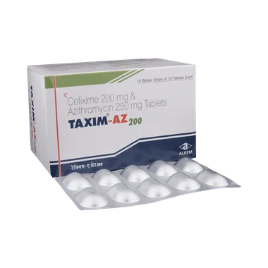 taxim-az 200 tablet Allopathy (Cefixime (200mg)) - Uses in Hindi, Side Effects, Substitutes & Price in India