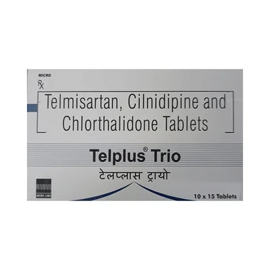 telplus trio 40mg/10mg/6.25mg tablet Allopathy (Telmisartan (40mg)) - Uses in Hindi, Side Effects, Substitutes & Price in India